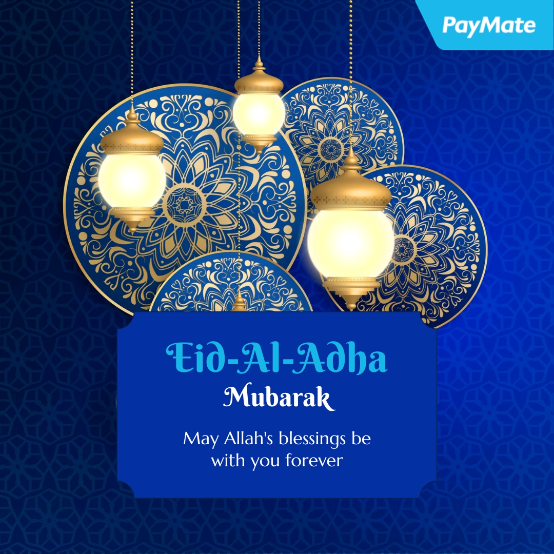 PayMate_IN's tweet photo. Eid Al Adha is a time to celebrate unity, generosity, and prosperity.
From all of us at PayMate, we extend our warmest wishes to you and your families. May your Eid be filled with peace, love, and abundant blessings.

Eid Mubarak! 🌙🌟 https://t.co/6KkaRaRmQJ