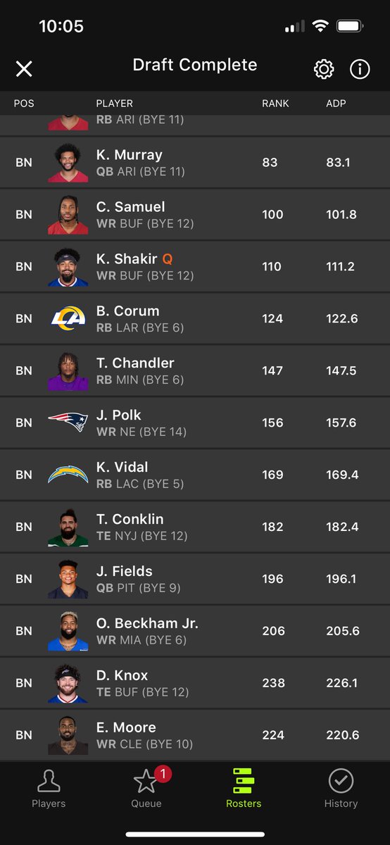 TheFlombay's tweet photo. @TheFFBallers  how’d I do in my first best ball draft ever? Love the show guys! Go Bills? https://t.co/7XO3pQI1bY