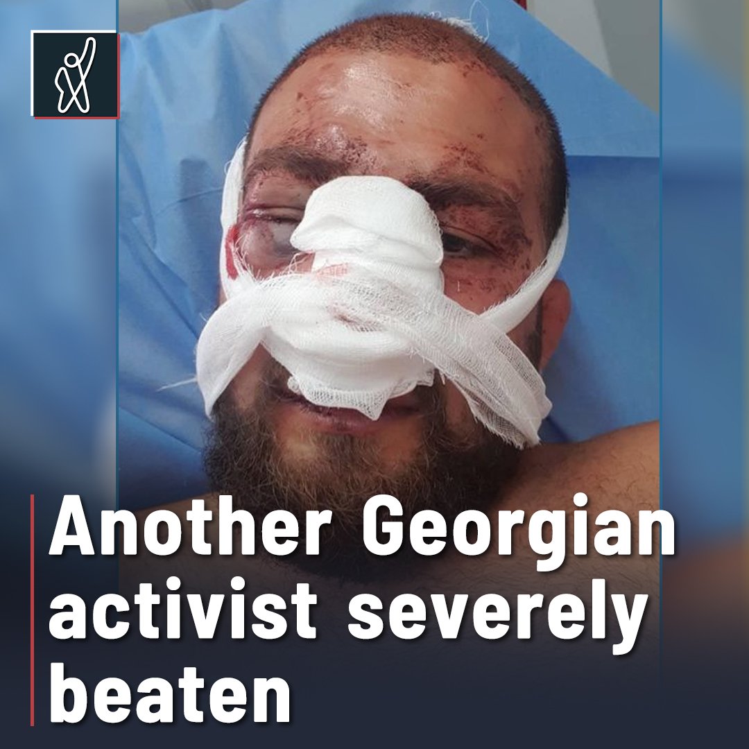 FormulaGe's tweet photo. Seven unidentified individuals attacked activist Leri Darjania at 8 am this morning. Darjania has been hospitalized with injuries and a broken nose. The attack on Darjania marks continuation of cascade of beatings of dissenters as zero attackers have been charged. https://t.co/OiEHmzH1ah