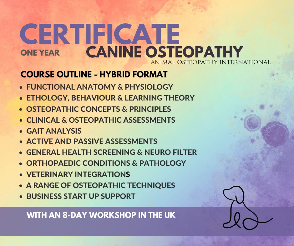 Starting in September - just two places left! Sign up here: rebrand.ly/AOITraining #canineosteopathy #osteopathyfordogs #animalosteopathycourses