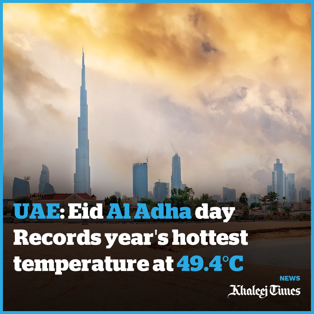 khaleejtimes's tweet photo. The UAE on Sunday recorded the hottest day of the year, with temperature reaching 49.4°C.

https://t.co/7ECwWC5qmv https://t.co/HBhJxoU2Uf