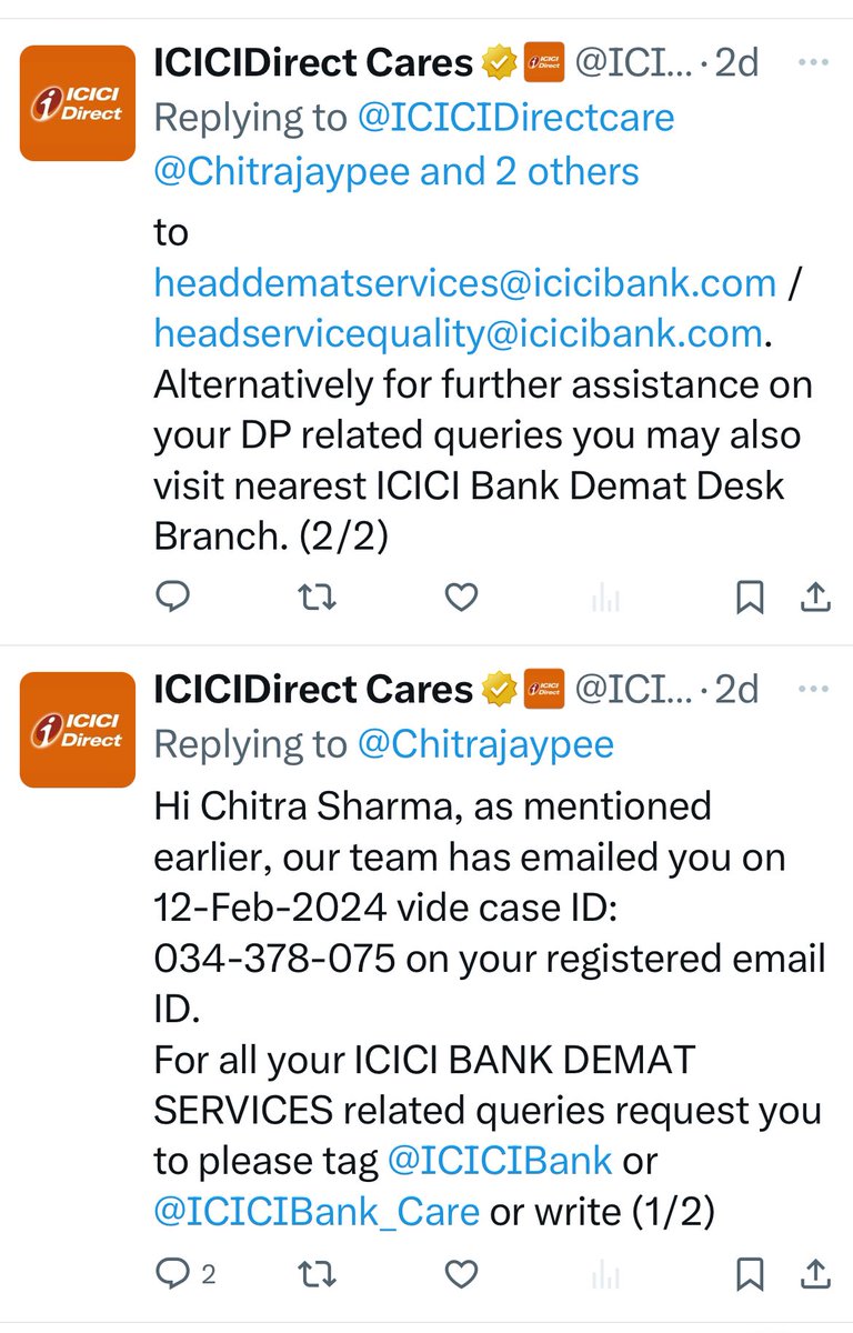 Chitra Sharma (@chitrajaypee) on Twitter photo <a href="/ICICI_Direct/">ICICI Direct</a> read d irrelevant reply given by ur official and no back up documents to substantiate the claim which was a fraud about forceful closure of my TA and dmat <a href="/ICICI_Direct/">ICICI Direct</a> read d irrelevant reply given by ur official and no back up documents to substantiate the claim which was a fraud about forceful closure of my TA and dmat