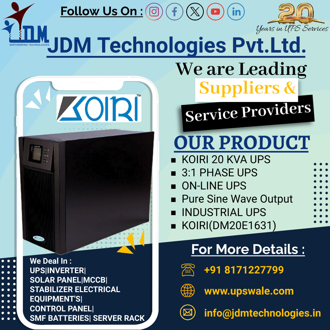 JdmPvt's tweet image. We are proud partners &amp;amp; trusted service providers of KOIRI UPS, delivering reliable solutions tailored to meet your needs.
#koiriups
#upsdelivery
#logistics
#shippingindustry
#Supplychain
#PowerBackup
#EmergencyPower
#techsolutions
#businesscontinuity
#DataProtection