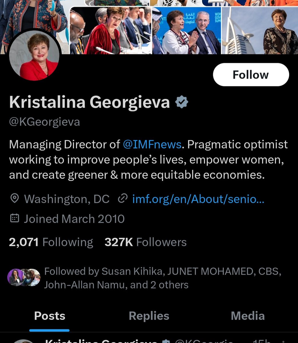 She is <a href="/KGeorgieva/">Kristalina Georgieva</a> the Managing director of <a href="/IMFNews/">IMF</a> let us get to her Twitter page and also Jam it with Zakayos   poster. She is the one giving Kenya this money and Punitive Taxes forcing our MPigs to Pass the bill  #RejectFinancialBill2024 #OccupyParliament