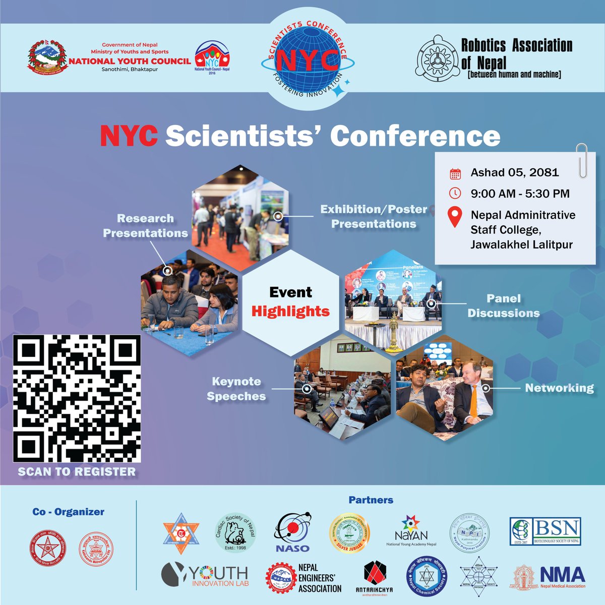 antarikchya's tweet photo. We invite you to join us at the NYC Scientists' Conference 2081 organized by the National Youth Council and the Robotics Association of Nepal.

Scan the QR code to register and secure your spot FREE!

#NYCScientistsConference https://t.co/UeO5VfXbZ2