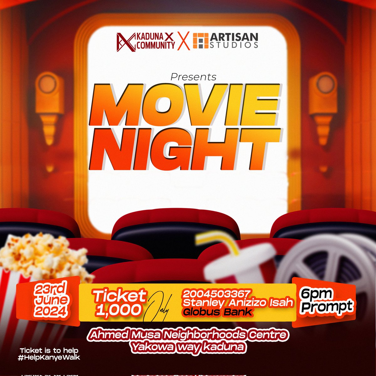 meekiebenjamin's tweet photo. Anyways Hi guys this is a reminder to us all💃🏼💫🎬 it’s all about Lights, camera, action! 💃🏼🍿 Don't miss out on Kanye's movie night fundraiser on June 23! Grab your tickets now and show your support for his surgery fundraiser. Let's make a difference together! #HelpKanyeWalk https://t.co/G20qn9XiOK