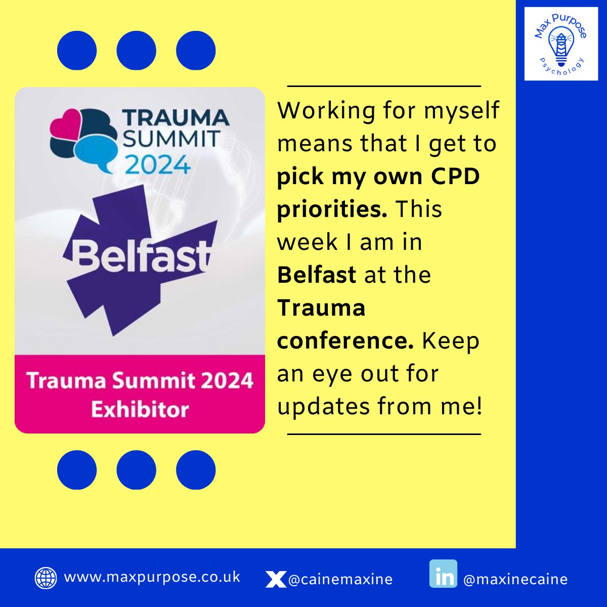 CaineMaxine's tweet photo. Excited to attend the Trauma Conference in Belfast this week. It starts today. Ready to learn from leading experts, share insights, & deepen my understanding of trauma.
#traumaconference #Belfast2024 #mentalhealth #traumasummit https://t.co/LMBQMty1dc
