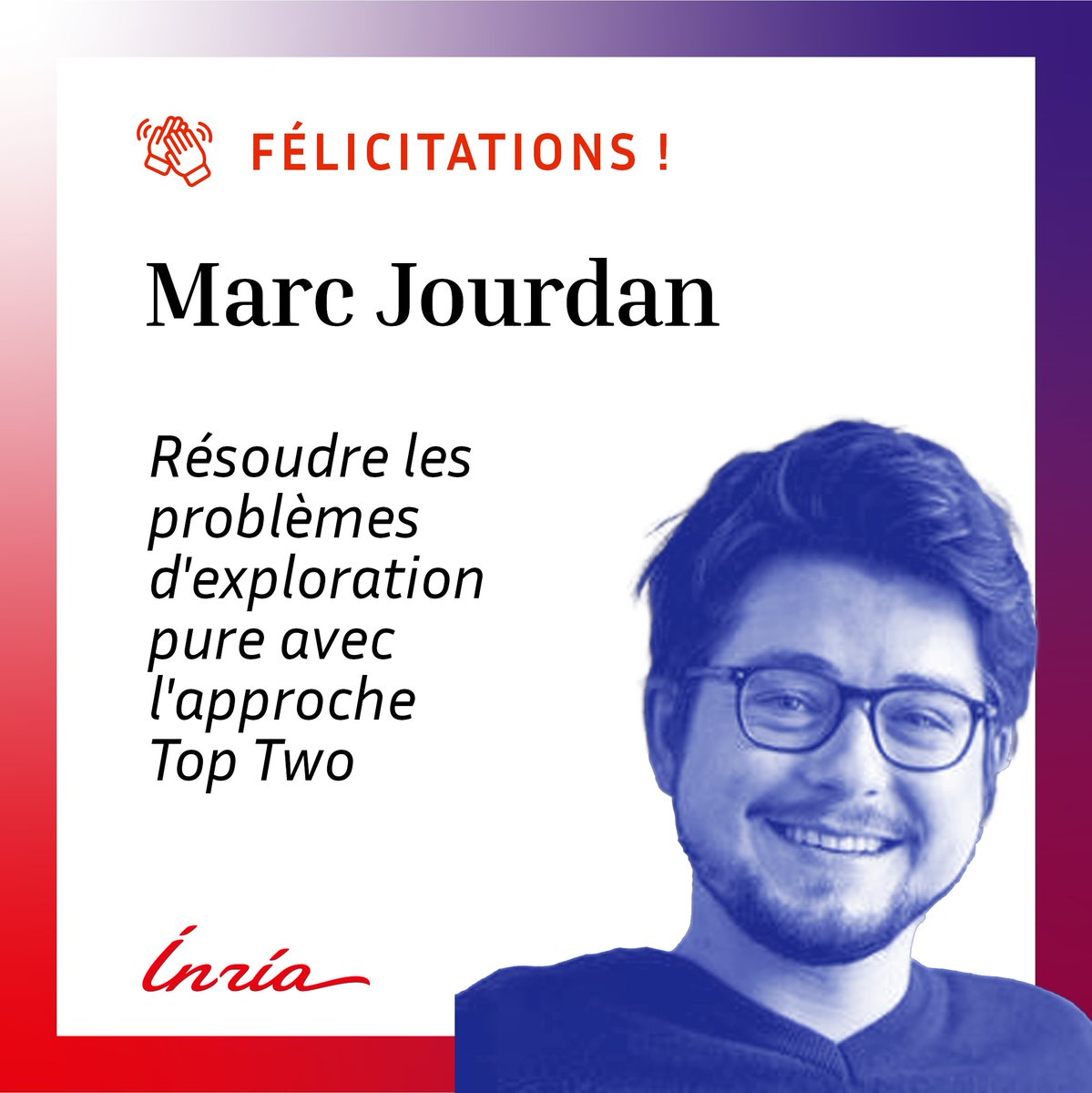Inria_Lille's tweet photo. #phdlife
✌️Dans les algorithmes Top Two, un choix considéré "leader" est opposé à un "challenger" pour choisir la meilleure option.

📃Dans sa #thèse, @MarcJourdan5 de l’équipe @InriaScool en fait une méthode offrant garanties théoriques et excellentes performances empiriques. https://t.co/5OeahfTAYE