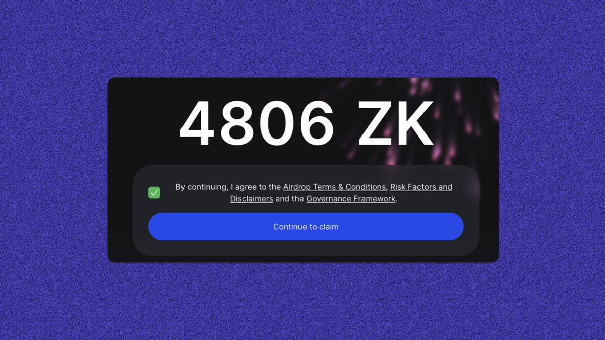 🔥 <a href="/zksync/">ZKsync</a> airdrop claim is now live.

🔗 Link:
claim.zknation.io

- Connect wallet.
- Click on "Continue to claim".
- Delegate and claim.
- The claim will be added to the queue.

The fees will be 100% covered by the ZKsync paymaster.

$ZK is currently trading at a