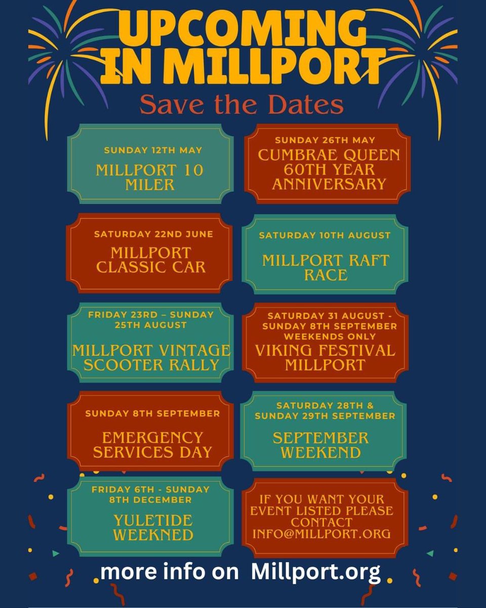 📢 Attention, Cumbrae Event Enthusiasts! 🎉 We've got some exciting updates and important corrections regarding the upcoming events in Millport. Please take note of the changes to ensure you don't miss out on the fun! 🌟

#IsleOfCumbrae #Millport #CumbraeEvents #ExploreCumbrae