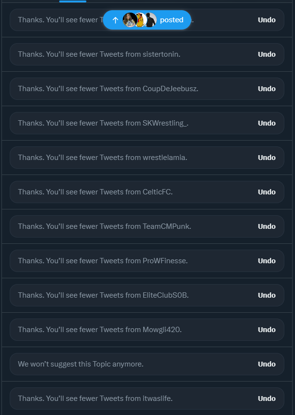 I wonder if twitter will figure out I have no fucking interest in Wrestling?