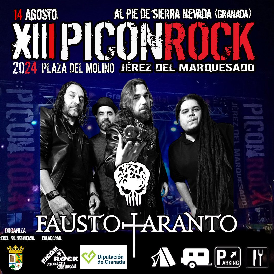 Piconer@s!
🤘 Tercera confirmación 🤘
<a href="/faustotaranto/">Fausto Taranto</a> se suman al cartel en un doble X aniversario, uno hace 10 años que estuvieron por primera vez vez sobre nuestro escenario , uno de sus primeros conciertos y el segundo por su gira X aniversario.
#piconrock2024 #granada