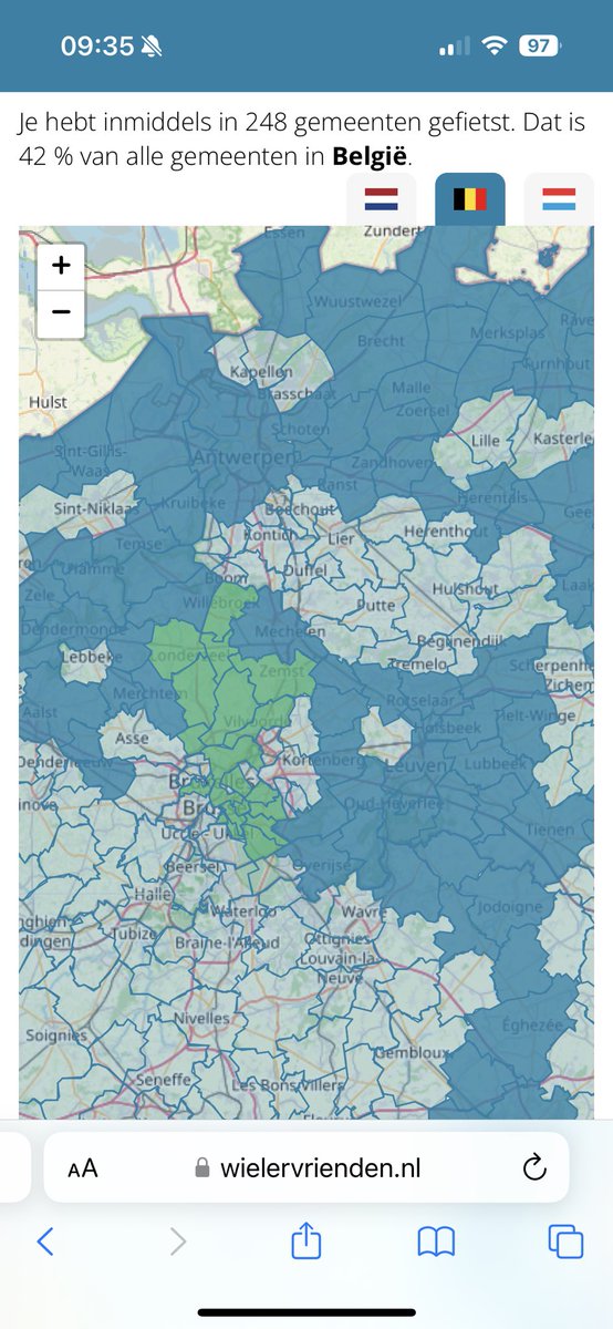 Globeskater's tweet image. Dit weekend 17 gemeentes in België aan mijn @wieler_vrienden gemeentechallenge toegevoegd! De groene gemeentes zijn die van afgelopen weekend! #LongtermBEChallenge