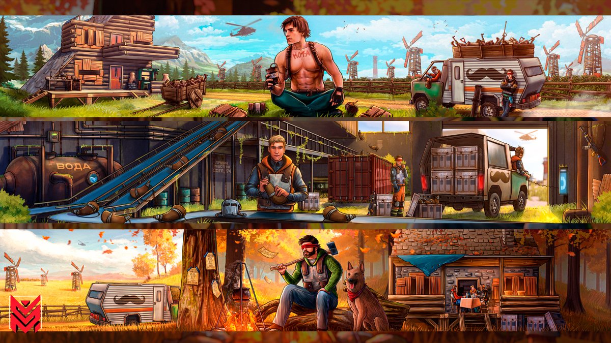 The story of friends, presented in three different banners