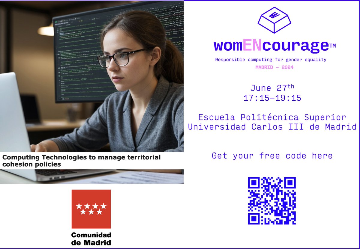 Paloma Diaz (@mpalomad) on Twitter photo Our <a href="/ACMwomENcourage/">ACM-W womENcourage</a> diamond sponsor
<a href="/ComunidadMadrid/">Comunidad de Madrid</a> offers a most interesting workshop about how computing technologies can support territorial cohesion. We offer some free tickets for our students, get yours quickly ⬇️ Our <a href="/ACMwomENcourage/">ACM-W womENcourage</a> diamond sponsor
<a href="/ComunidadMadrid/">Comunidad de Madrid</a> offers a most interesting workshop about how computing technologies can support territorial cohesion. We offer some free tickets for our students, get yours quickly ⬇️