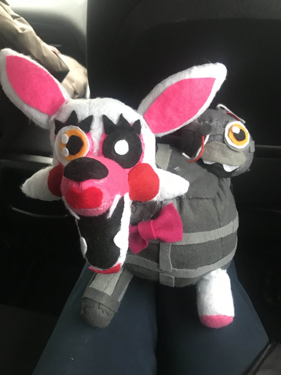 JohnVie71729035's tweet image. Forgot to mention that some of the plushies were inspired by @bizabizow's designs. which i actually made Toy Foxy and her Mangle Form.