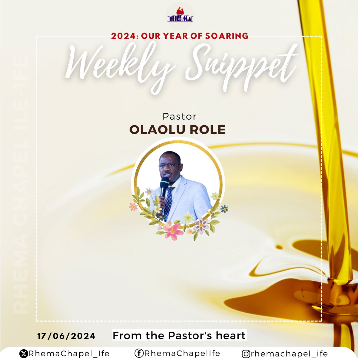 RhemaChapelxIfe's tweet photo. Another week is here to experience the fresh mercies of God. Here is our #WeeklySnippet from Pastor Olaolu Role. We are sure that you will be blessed.
#RhemaIfe
#Soaring
#DivineGuidanceDivineGuidance
#MondayMotvation https://t.co/rQKPkxiCpN