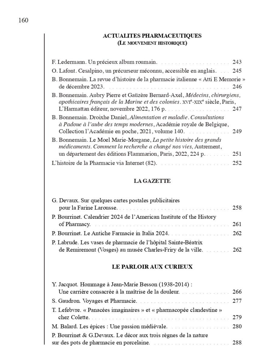 Surveillez votre boîte aux lettres 📬

Le numéro de juin 2024 de la Revue d'Histoire de la Pharmacie doit arriver prochainement !

Au programme, comme d'habitude, de nombreux articles et notes en lien avec l'histoire de la pharmacie.