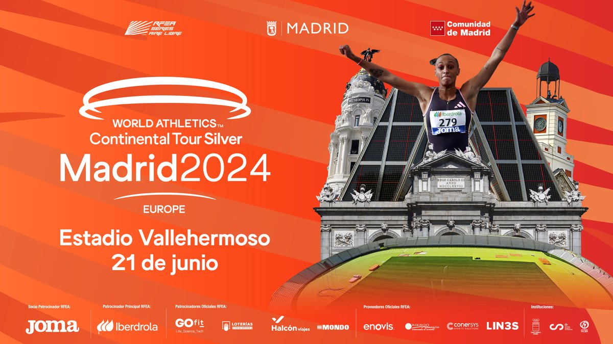 AthleticsTourES's tweet photo. 🆕¡YA TENEMOS LA LISTA DE INSCRITOS PARA EL #MeetingMadrid ‼️

👉🏽🔗 https://t.co/7hiiIlYMEW

¡Qué pedazo de atletas para disfrutar del atletismo en el 🏟️ de Vallehermoso el 2️⃣1️⃣ de junio!

🎟️🔗 https://t.co/REsnlRFgww
#ContinentalTour https://t.co/0L48kmqLJi