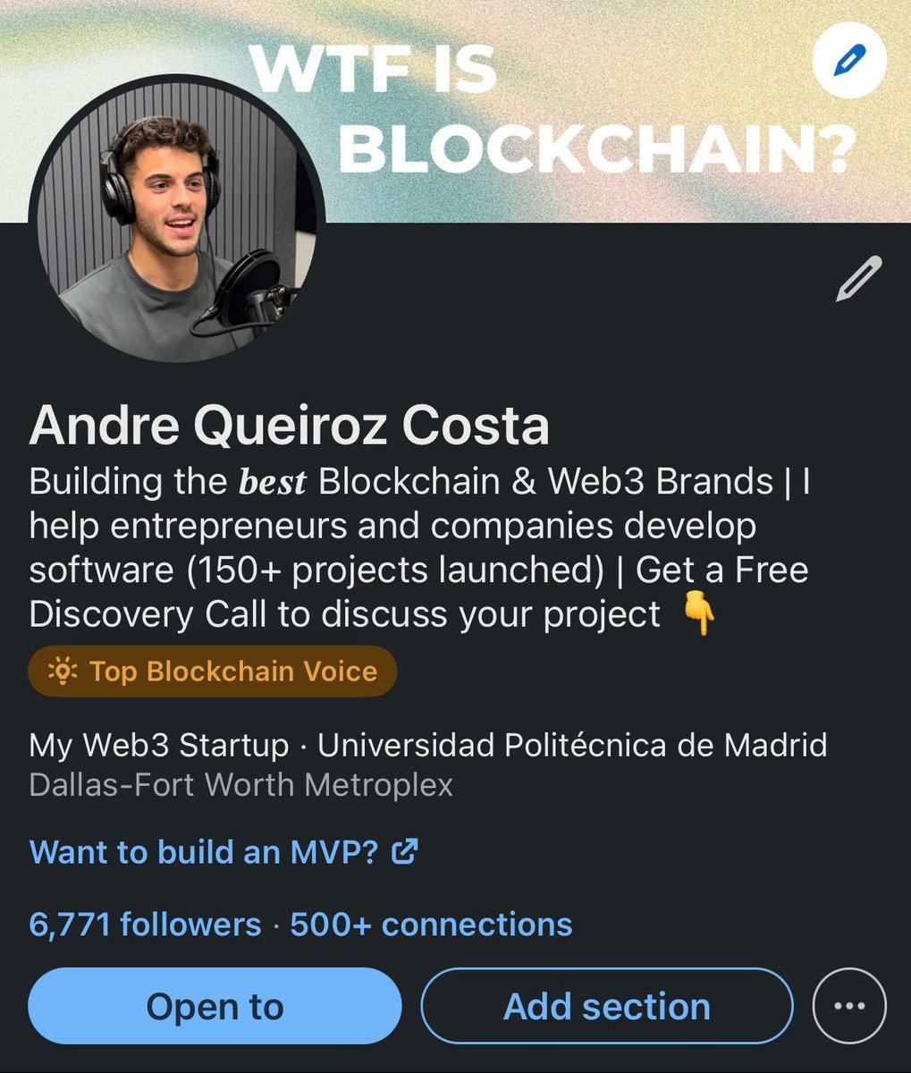 andrelqco's tweet image. I can&apos;t believe this -

Woke up this morning officially as a &quot;Top Blockchain Voice&quot;!

Going to be posting even more industry content, free tools, valuable insights, and partnerships with other creators!

Any ideas are welcome - just comment them down below.

Up next - &quot;LinkedIn…