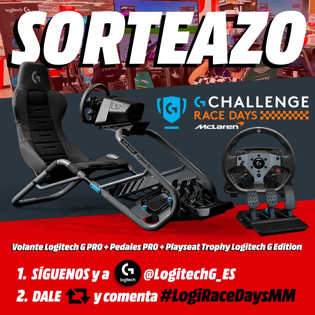 MediaMarkt Games (@mediamarktgames) on Twitter photo SORTEAZO para RACERS🏁MEGAPACK Volante Logitech G PRO + Pedales PRO + Playseat Trophy Logitech G Edition💥
1⃣Síguenos y a <a href="/LogitechG_ES/">Logitech G España</a>
2⃣Dale RT y comenta con #LogiRaceDaysMM tu apodo de campeón de SIM RACING
OFERTAS Logi Race Days👉 bit.ly/LogiRaceDaysMM
⏰Hasta el 23/6 SORTEAZO para RACERS🏁MEGAPACK Volante Logitech G PRO + Pedales PRO + Playseat Trophy Logitech G Edition💥
1⃣Síguenos y a <a href="/LogitechG_ES/">Logitech G España</a>
2⃣Dale RT y comenta con #LogiRaceDaysMM tu apodo de campeón de SIM RACING
OFERTAS Logi Race Days👉 bit.ly/LogiRaceDaysMM
⏰Hasta el 23/6