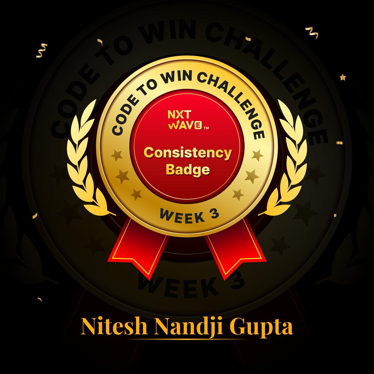 NIck_niteshh's tweet image. Hello guys, 

I got a Badge of ENTHUSIASM for successfully completing 3rd week of #Codetowinchallenge .
At 
#nxtwave

@nxtwave_tech 
@rahulattuluri