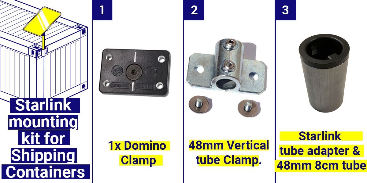 Our new #Starlink Kit in action 🤩 

Quick and easy to install with no damage to the #shippingcontainer!

Do you have something you want to attach to a shipping container but you're not sure how? 🤔 

Drop us an email hello@dominoclamps.com we'll always try to find a solution!
