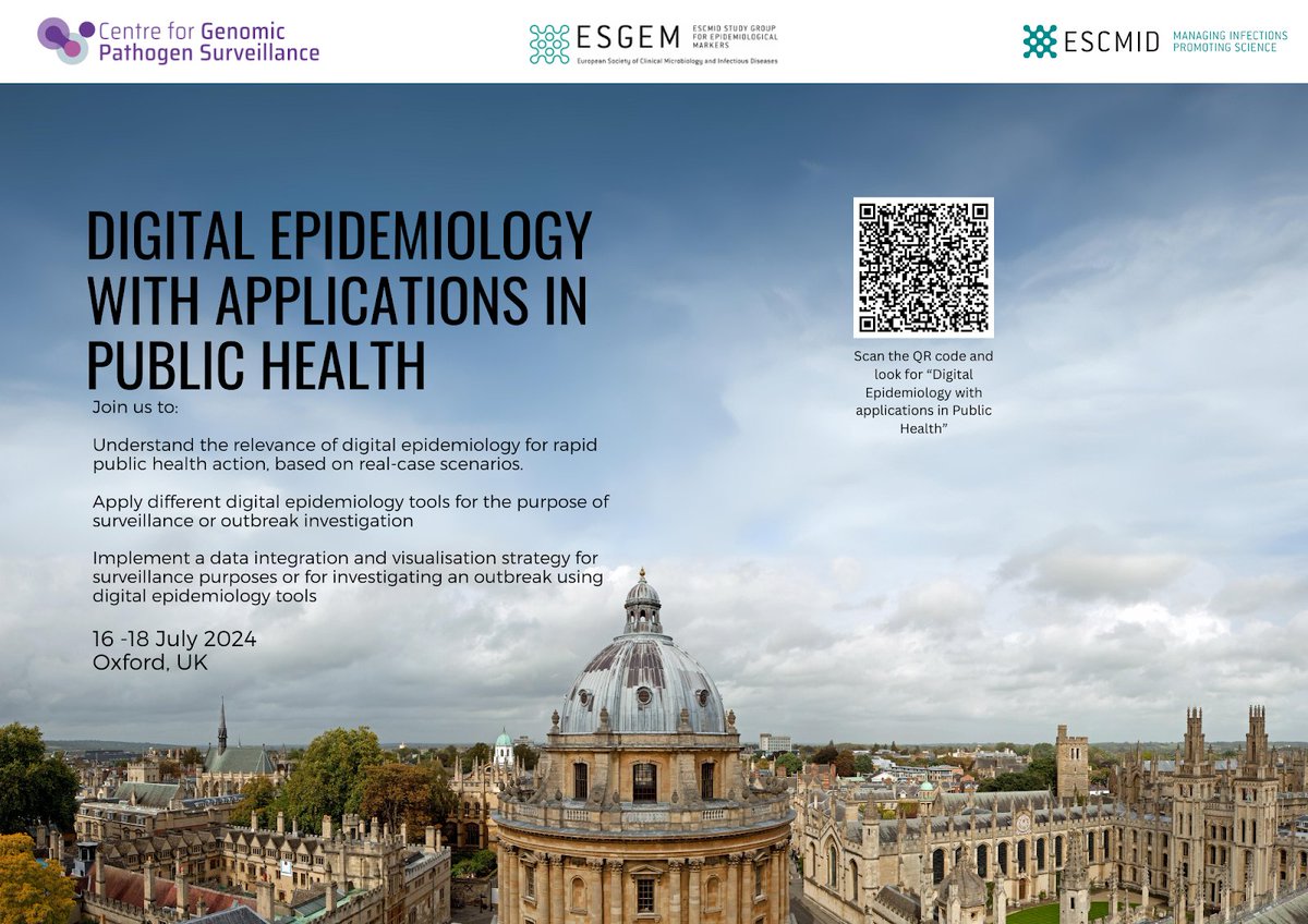 Today is the deadline to register for the ESCMID-ESGEM course in Oxford 2024.
Do not miss the chance to enroll in this exciting event!

For more information visit the course’s webpage: escmid.org/event-detail/d…
<a href="/ESCMID/">ESCMID</a>