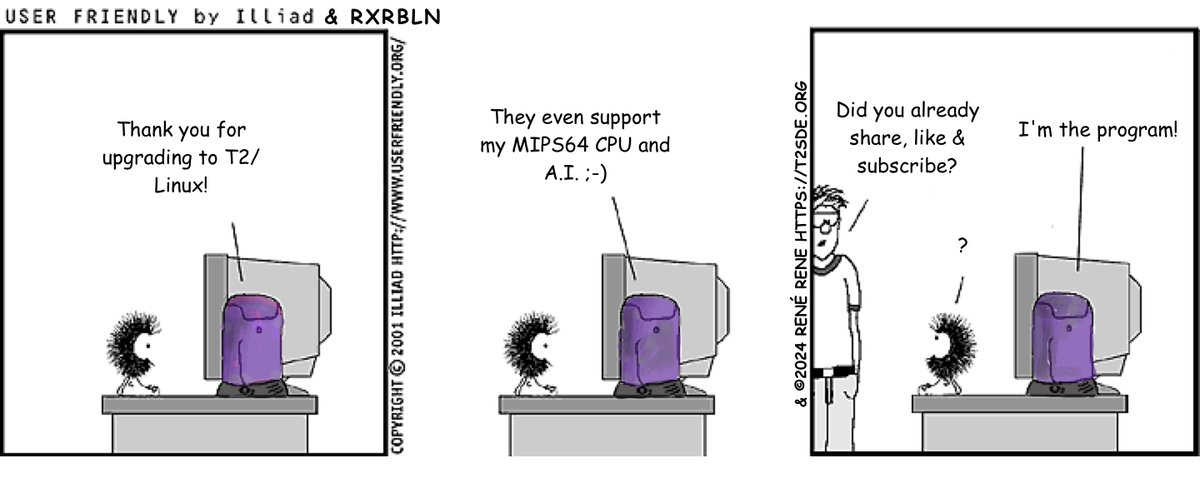 ReneRebeTM's tweet image. I colorized some old web comic. Do you like it? #t2sde #Linux t2sde.org