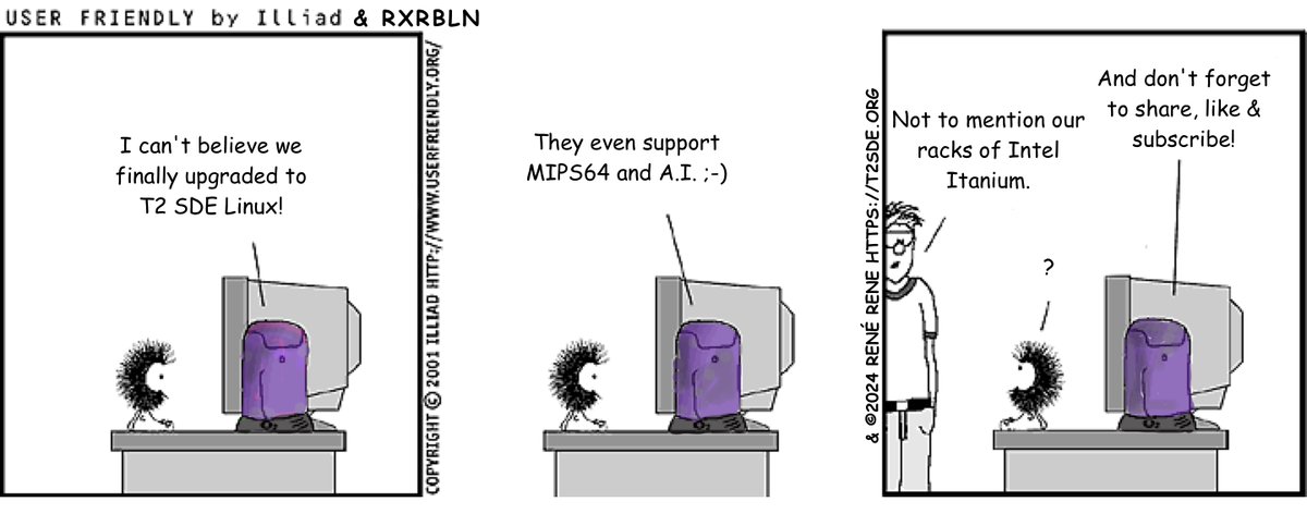 ReneRebeTM's tweet image. I colorized some old web comic. Do you like it? #t2sde #Linux t2sde.org