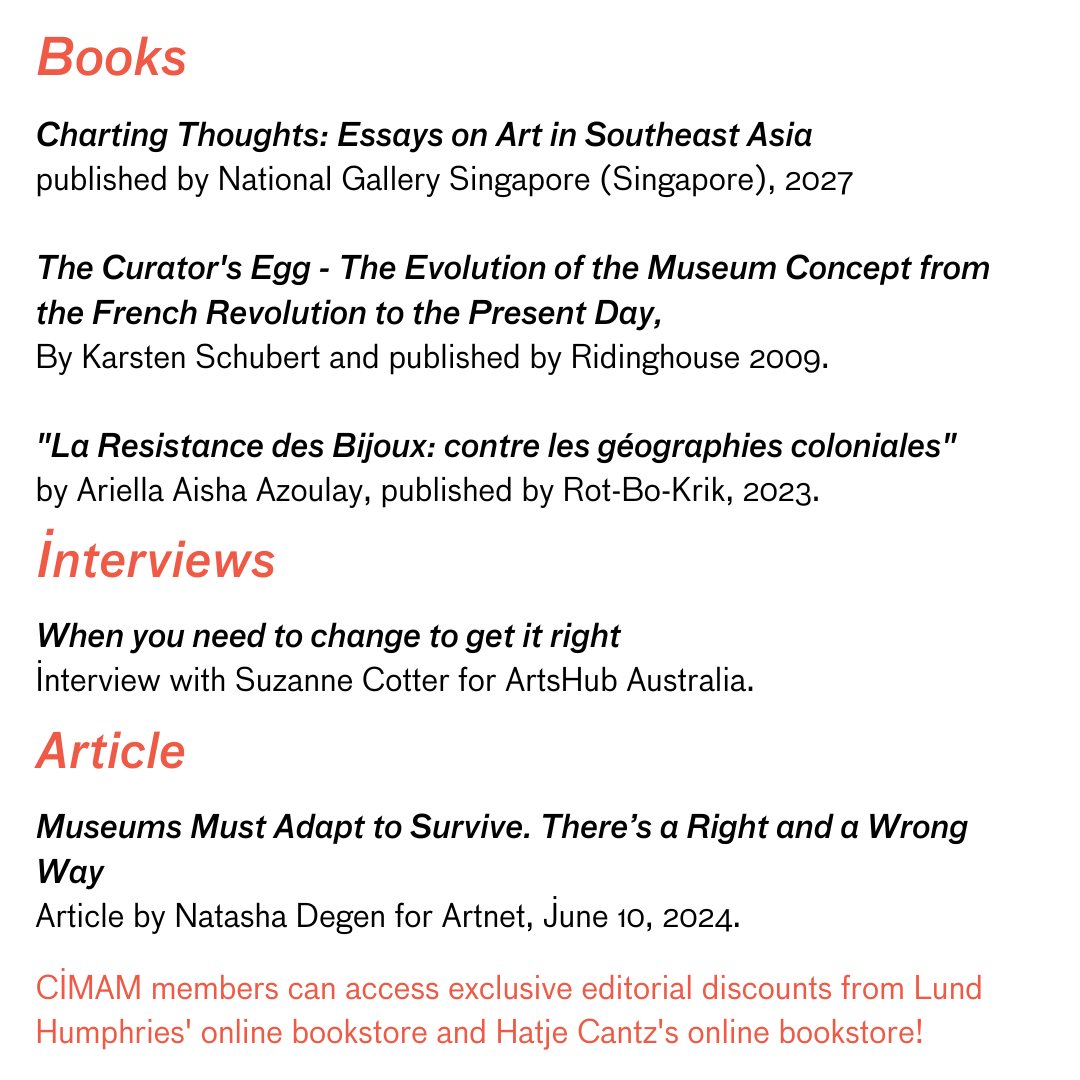 CIMAM (@infocimam) on Twitter photo Readings recommended by #CIMAMmembers
🫴cimam.org/news-archive/r…
<a href="/natgallerysg/">National Gallery SG</a>
<a href="/Ridinghouse/">Ridinghouse</a>
<a href="/AishaAriella/">Ariella Aïsha Azoulay</a>
<a href="/ArtsHub/">ArtsHub</a>
<a href="/artnet/">Artnet</a> Readings recommended by #CIMAMmembers
🫴cimam.org/news-archive/r…
<a href="/natgallerysg/">National Gallery SG</a>
<a href="/Ridinghouse/">Ridinghouse</a>
<a href="/AishaAriella/">Ariella Aïsha Azoulay</a>
<a href="/ArtsHub/">ArtsHub</a>
<a href="/artnet/">Artnet</a>