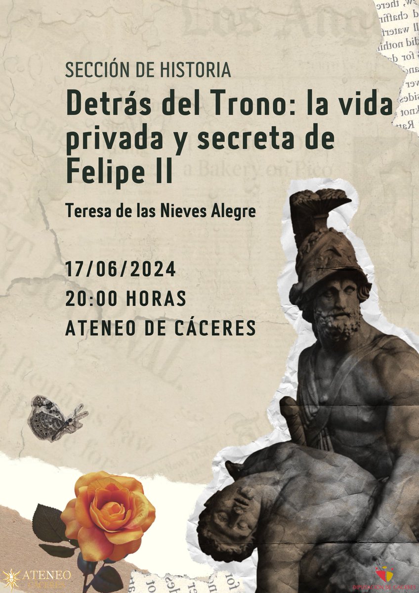 Lunes 17 de junio a las 20:00 horas, conferencia en el Ateneo:
Detrás del Trono: la vida privada y secreta de Felipe II.
Teresa de las Nieves Alegre

#ConferenciaHistórica #FelipeII #HistoriaDeEspaña #MonarquíaEspañola #ImperioEspañol #VidaPrivada #SecretosDelTrono #Ateneo