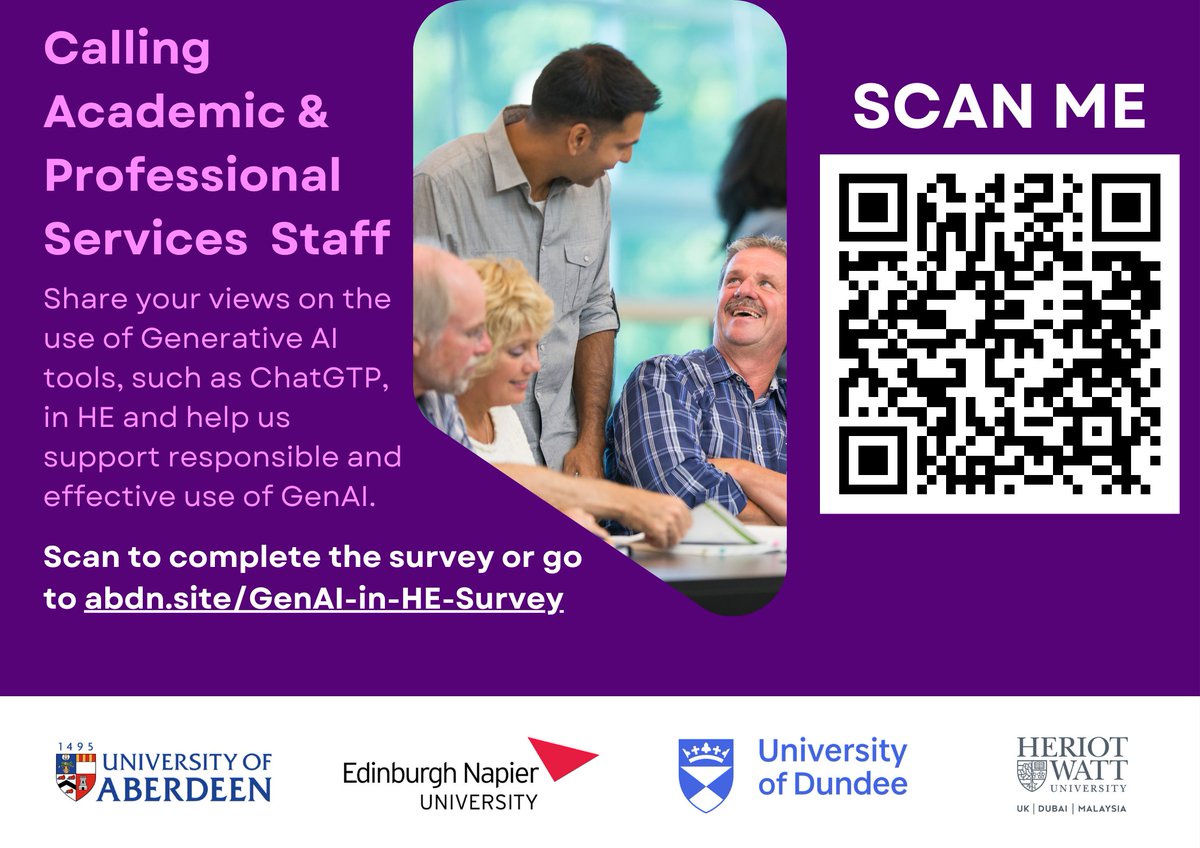 RMc_LT@mastodon.social (@rmc_lt) on Twitter photo Calling Academic & Professional Services staff in UK-based Universities.
Share your views on the use of GenAI in #HigherEd and help support responsible & effective use of GenAI at abdn.site/GenAI-in-HE-Su…
w/ <a href="/sarapreston/">Sara Preston</a> <a href="/louisedrumm/">Dr. Louise Drumm</a> <a href="/nlafferty/">Natalie Lafferty</a> <a href="/KirstyKiezebri1/">KirstyKiezebrink</a> Calling Academic & Professional Services staff in UK-based Universities.
Share your views on the use of GenAI in #HigherEd and help support responsible & effective use of GenAI at abdn.site/GenAI-in-HE-Su…
w/ <a href="/sarapreston/">Sara Preston</a> <a href="/louisedrumm/">Dr. Louise Drumm</a> <a href="/nlafferty/">Natalie Lafferty</a> <a href="/KirstyKiezebri1/">KirstyKiezebrink</a>