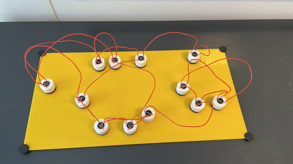 Mathemarium's tweet image. Ce stage #MathC2+ a été l&apos;occasion de tester avec succès notre toute nouvelle abaque durant l&apos;atelier &quot;#graphes aléatoires&quot;. Très utile pour réarranger un graphe, le visualiser correctement et répondre aux questions sans se faire des noeuds dans la tête 😄 #DIY #Fablab