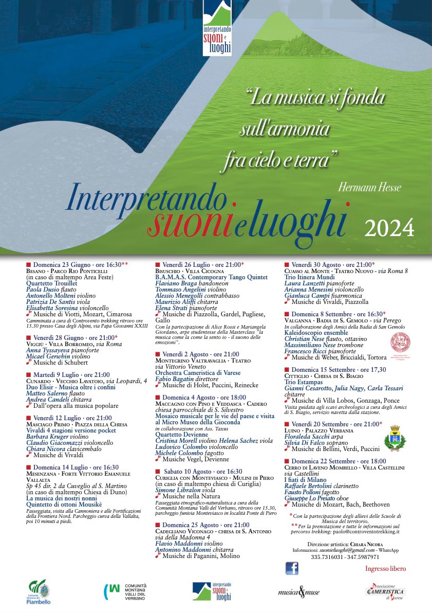 Ecco la nuova stagione di Interpretando Suoni e Luoghi!
15 concerti nelle Valli del Verbano &amp; Piambello con camminate nella #natura e tanta #musica di prestigio internazionale!