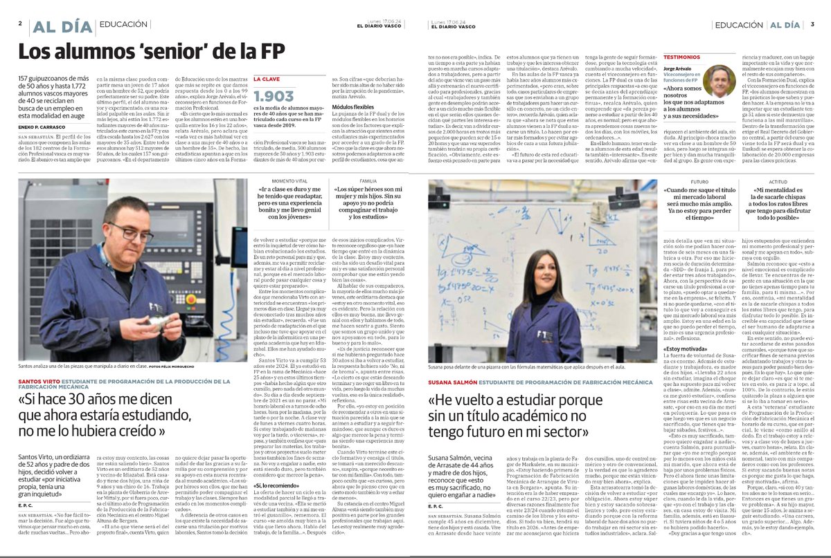 El alumnado "senior" de <a href="/FPeuskadi/">FPeuskadi</a>  «He vuelto a estudiar porque sin un título académico no tengo futuro en mi sector». vía <a href="/diariovasco/">El Diario Vasco</a>