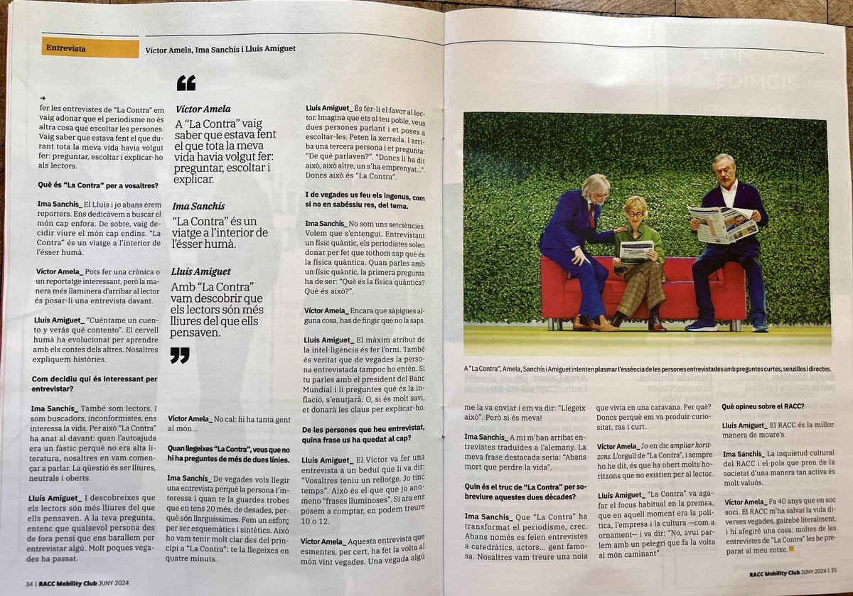VÍCTOR AMELA (@amelanovela) on Twitter photo La revista del RACC (<a href="/ClubRACC/">RACC Mobility Club</a> ) entrevista a “la Contra” y contamos cositas, ahora que hemos cumplido 25 años+1… Y cumpliremos 30 años el 13/1/2028: seguid leyéndonos, querid@s lector@s! La revista del RACC (<a href="/ClubRACC/">RACC Mobility Club</a> ) entrevista a “la Contra” y contamos cositas, ahora que hemos cumplido 25 años+1… Y cumpliremos 30 años el 13/1/2028: seguid leyéndonos, querid@s lector@s!