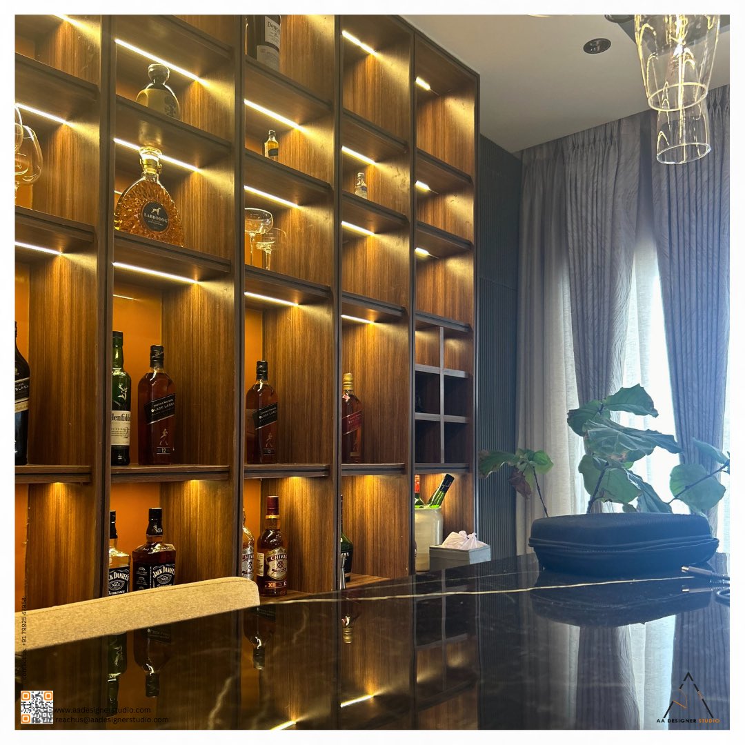 aa_d_studio's tweet photo. Who doesn’t love to flaunt their bar collection?

In this Completed Bar Counter by AA Designer Studio the rawness of the bar unit detailing is beautifully balanced by the Walnut wooden Laminate and soft lighting.

Visit our website for more:
https://t.co/HaSg7lFBLO https://t.co/0nc5eKsqnc