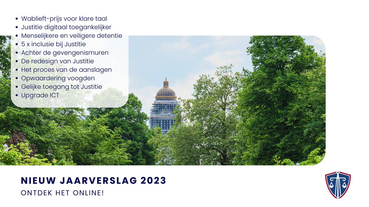 FOD_Justitie's tweet photo. 🆕 #Jaarverslag23 📢
Duurzaamheid, diversiteit, inclusie... We gaan open, toegankelijk en menselijk tewerk, want Justitie is er voor en door mensen! 🌱🌍🤝
🖱️ Ontdek het online: https://t.co/81XbEkckhs
#TeamJustitie https://t.co/Q4ZY7KDYP7