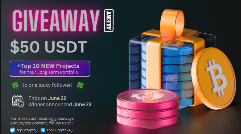 topGcrypto_'s tweet image. 🚀GIVEAWAY ALERT🚀

🎁$50 USDT +Top 10 NEW Projects for Your Long Term Portfolio to one lucky follower!🌟

1️⃣ Follow @topGcrypto_
2️⃣ Like &amp;amp; RT
3️⃣ Join our TG: t.me/TopGCrypto24_7
4️⃣ Tag 3 friends

🔔Tell us your favorite cryptocurrency, using #TopGcrypto

Ends June 22.
Winner