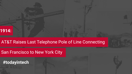 netterrain's tweet image. #OnThisDayInTech in 1914, @ATT completed the first transcontinental telephone line! From coast to coast with over 3,400 miles of wire.📞 

#TechHistory #ATT #Innovation #Telecom #HistoricalEvent #SanFrancisco #SanFrancischoHistory #TelecomHistory #TelephoneHistory #NewYorkCity