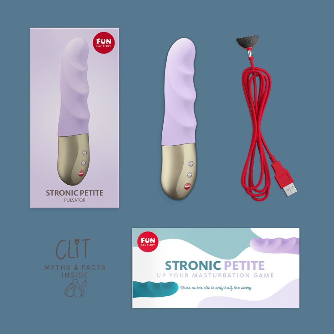 STRONIC PETITE es un pulsador de empuje fabricado con materiales seguros para el cuerpo, más pequeño y ligero que los otros STRONIC.

Su motor es muy potente y ofrece 5 velocidades y 3 intensidades.