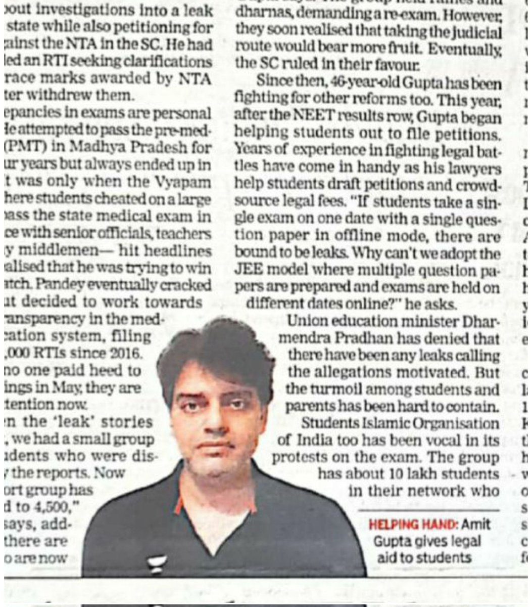 agupta_7's tweet image. 🙏 humbled 
I let my work do the talking..

For safe and transparent #NEET_UG 
I propose the JEE Model with Online Computer Based Test 

👉Step 1 (Prelims): for all courses admissions except MBBS 
👉Step 2 (Mains) : top 3 Lakh candidates for MBBS admissions 
@dpradhanbjp…