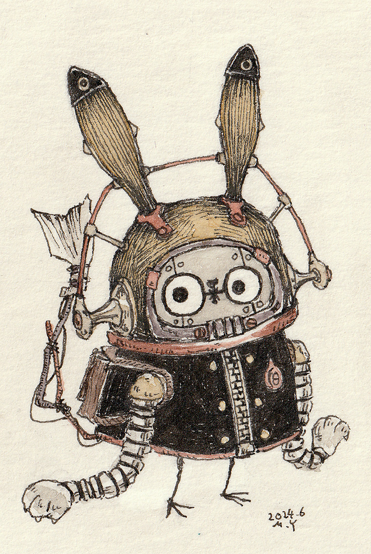 「ウサギのミニ原画#アナログイラスト #ペン画 #水彩画 」|Masahiro Yamamotoのイラスト