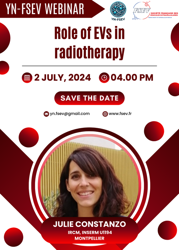 FrenchSocEVs (@french_soc_evs) on Twitter photo Save the date for the 2nd YN-FSEV webinar on July 2nd at 4 pm. The next speaker will be <a href="/ConstanzoJulie/">Julie Constanzo</a> #EVs #exosomes #FSEV #radiotherapy #Cancers Save the date for the 2nd YN-FSEV webinar on July 2nd at 4 pm. The next speaker will be <a href="/ConstanzoJulie/">Julie Constanzo</a> #EVs #exosomes #FSEV #radiotherapy #Cancers