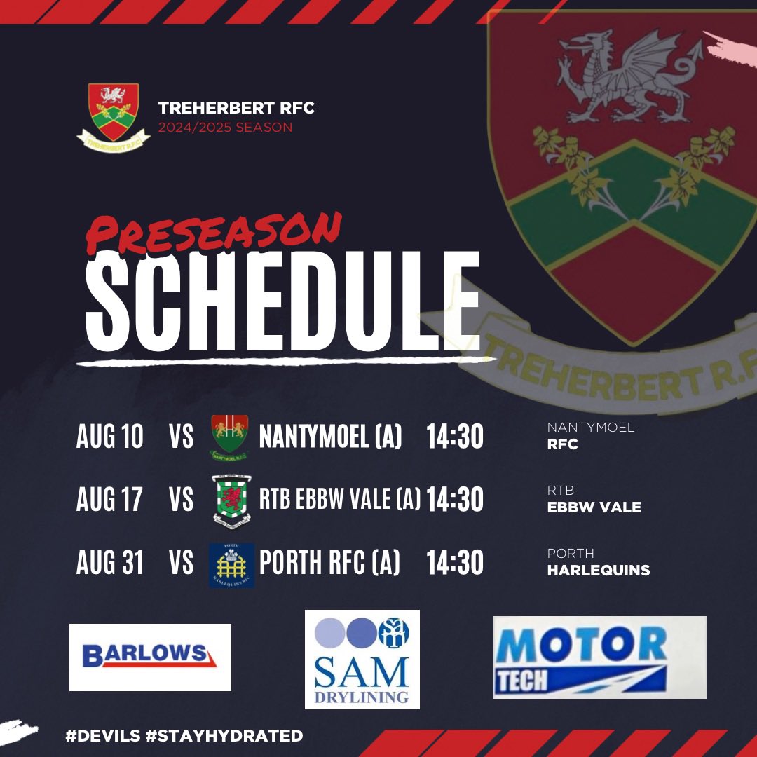 24/25 pre season locked in! 

<a href="/NantymoelR/">Nantymoel RFC</a> <a href="/RTBRFC/">R.T.B. RFC</a> <a href="/porthquinsrfc/">Porth Harlequins RFC</a>