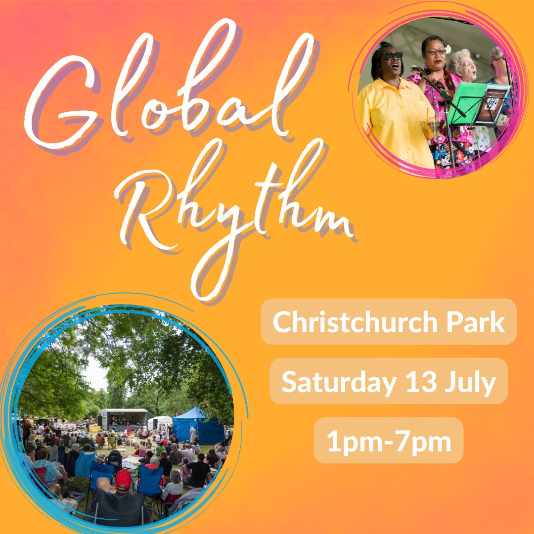 Join us in Christchurch Park on Saturday 13 July for Global Rhythm! 

This event is always a colourful and exciting celebration of worldwide culture. Come and enjoy live music, art and food from across the world.

Find out more: ipswichentertains.co.uk/global-rhythm/
