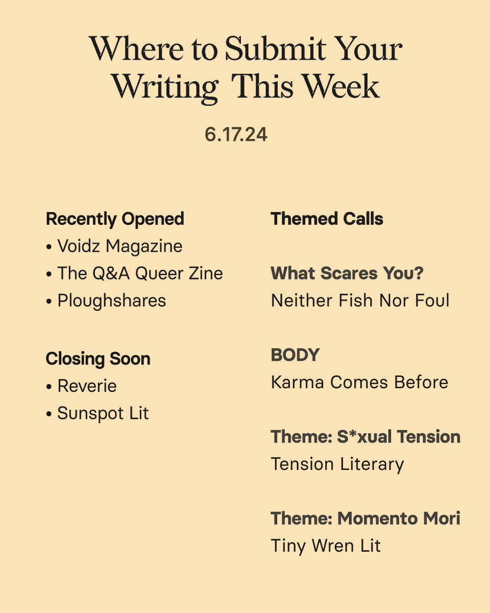 chillsubs's tweet photo. 👋Hiya! A bit shorter today as is par for the course this time otm. 

Nonetheless don't miss these, lots of great themed calls this week. 

Find everybodys submission details &amp; more places to sub: https://t.co/6u17oVOOxB 

#writingcommunity https://t.co/QrWZtih2rs