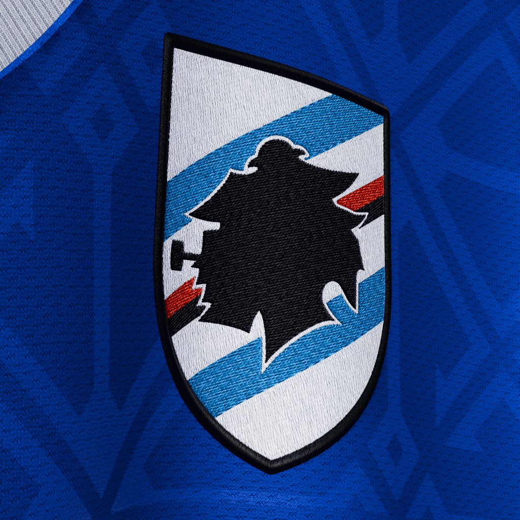 raffedesign's tweet photo. Sampdoria Home Shirt Concept 

Home  shirt concept for Italian club Sampdoria, w/ a graphic featuring  geometric anchors, a reference to Genoa's maritime tradition, having one  of the largest ports in the Mediterranean.

#footballdesign #footballkits #footballkitdesign #sampdoria https://t.co/awE7CKU3cm