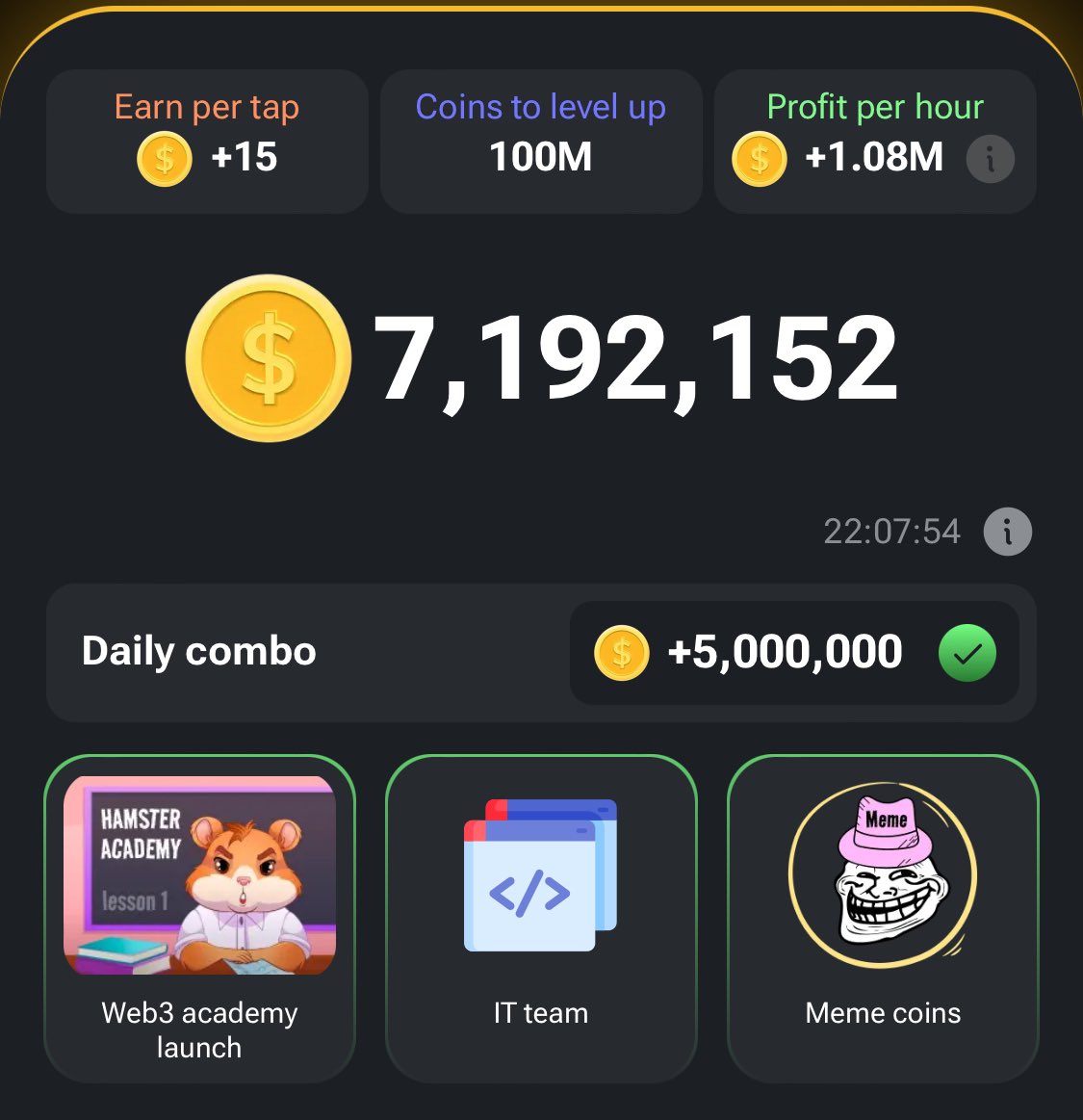 HamsterMano's tweet photo. @hamster_kombat Awesome 🙌 

Have a great profit per hour everyone 👍 https://t.co/j7nowtOCkX